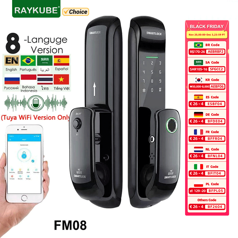 Letter Opener Brass - RAYKUBE FM08 Tuya Wifi Kunci Pintu